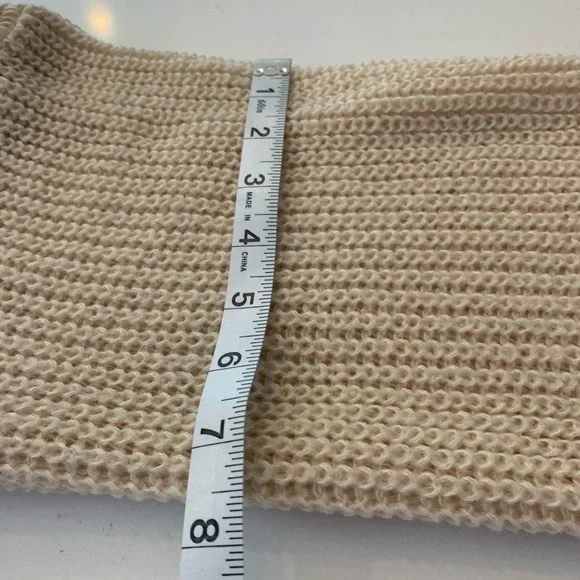 Shein Sweater Open Knit Tan Crop Top Size Large Balloon Sleeve Fashion Nova - Picture 6 of 12